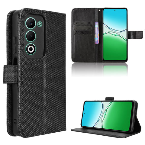 For Oppo A5 5G / Oppo A5 4G Leather Wallet Case with Strap Diamond Texture Phone Cover