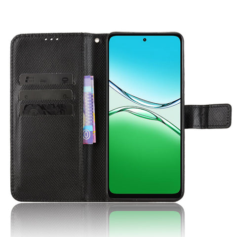 For Oppo A5 5G / Oppo A5 4G Leather Wallet Case with Strap Diamond Texture Phone Cover