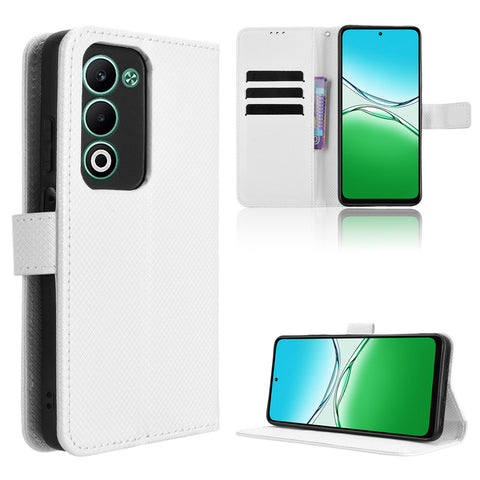 For Oppo A5 5G / Oppo A5 4G Leather Wallet Case with Strap Diamond Texture Phone Cover
