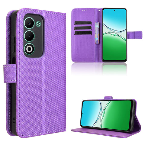 For Oppo A5 5G / Oppo A5 4G Leather Wallet Case with Strap Diamond Texture Phone Cover