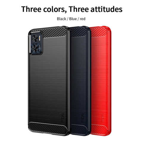 MOFI JK TPU Series-1 for Motorola Moto E22 4G / E22i 4G TPU Phone Cover Brushed Surface Carbon Fiber Texture Scratch Resistant Phone Case
