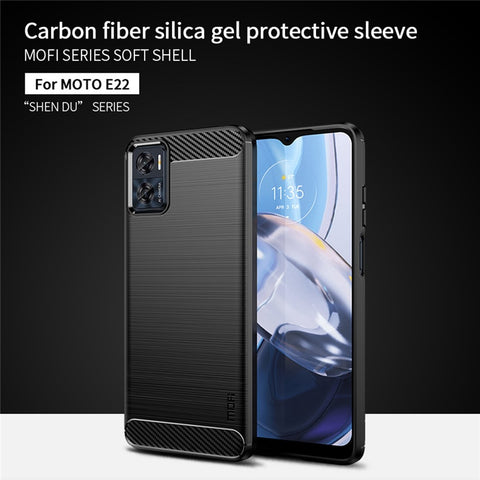 MOFI JK TPU Series-1 for Motorola Moto E22 4G / E22i 4G TPU Phone Cover Brushed Surface Carbon Fiber Texture Scratch Resistant Phone Case