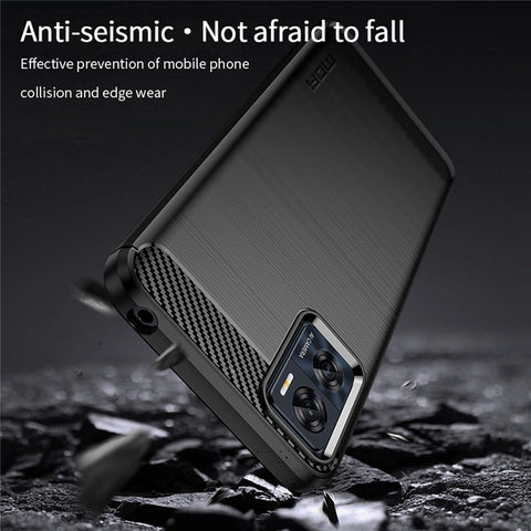 MOFI JK TPU Series-1 for Motorola Moto E22 4G / E22i 4G TPU Phone Cover Brushed Surface Carbon Fiber Texture Scratch Resistant Phone Case