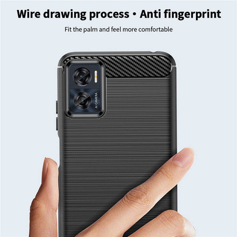 MOFI JK TPU Series-1 for Motorola Moto E22 4G / E22i 4G TPU Phone Cover Brushed Surface Carbon Fiber Texture Scratch Resistant Phone Case