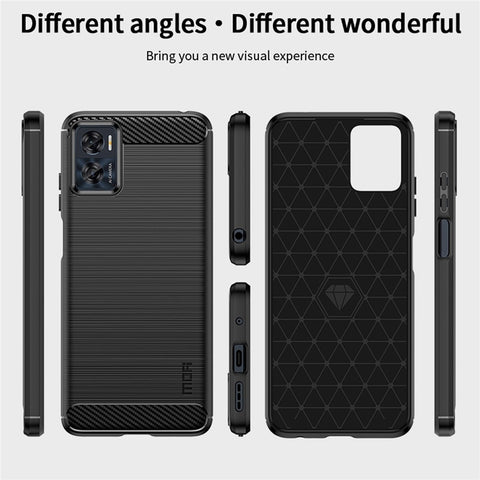 MOFI JK TPU Series-1 for Motorola Moto E22 4G / E22i 4G TPU Phone Cover Brushed Surface Carbon Fiber Texture Scratch Resistant Phone Case