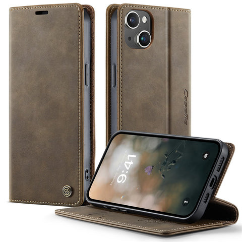 CASEME For iPhone 14 Plus Case  033 Series RFID Blocking Wallet Stand Calf Texture Leather Phone Cover