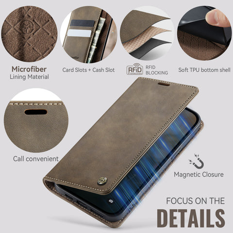 CASEME For iPhone 14 Plus Case  033 Series RFID Blocking Wallet Stand Calf Texture Leather Phone Cover