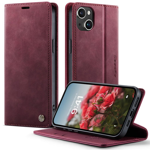 CASEME For iPhone 14 Plus Case  033 Series RFID Blocking Wallet Stand Calf Texture Leather Phone Cover