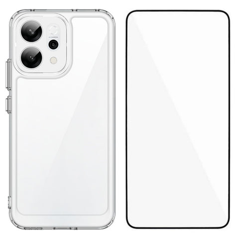 WANLONFENG For Oppo Reno14 5G (Global) Case  MF Series TPU Acrylic Clear Phone Cover with Tempered Glass Film