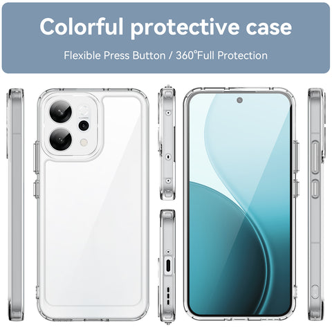 WANLONFENG For Oppo Reno14 5G (Global) Case  MF Series TPU Acrylic Clear Phone Cover with Tempered Glass Film