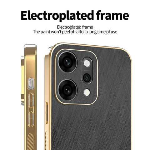 KADEM For Oppo Reno14 Pro 5G (Global) Case Electroplating Silk Texture PU + TPU Phone Back Cover