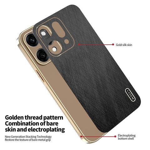 KADEM For Oppo Reno14 Pro 5G (Global) Case Electroplating Silk Texture PU + TPU Phone Back Cover