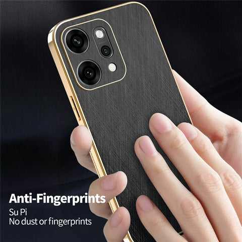 KADEM For Oppo Reno14 Pro 5G (Global) Case Electroplating Silk Texture PU + TPU Phone Back Cover