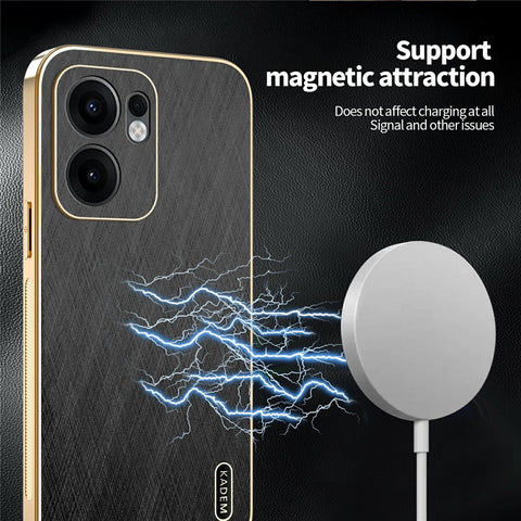 KADEM For Oppo Reno13 F 5G (Reno 13 FS 5G) / 4G Case Electroplating Silk Texture PU + TPU Phone Back Cover