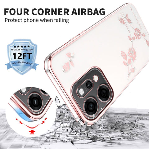 KADEM For Oppo Reno14 Pro 5G (Global) Case Flower Rhinestone Decor TPU Phone Cover