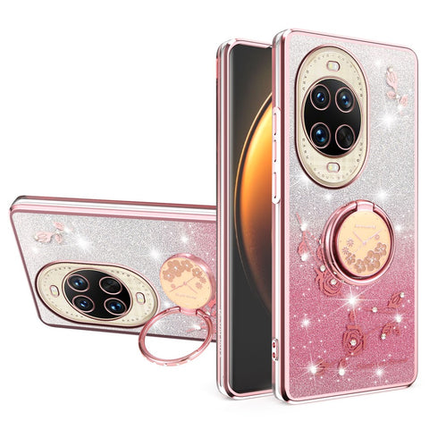 KADEM For Huawei nova 14 Ultra 5G Case Ring Kickstand TPU Flowers Phone Cover Gradient Glitter