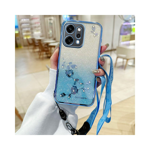 KADEM For Oppo Reno14 Pro 5G (Global) Case Flower Pattern TPU Gradient Phone Cover with Lanyards
