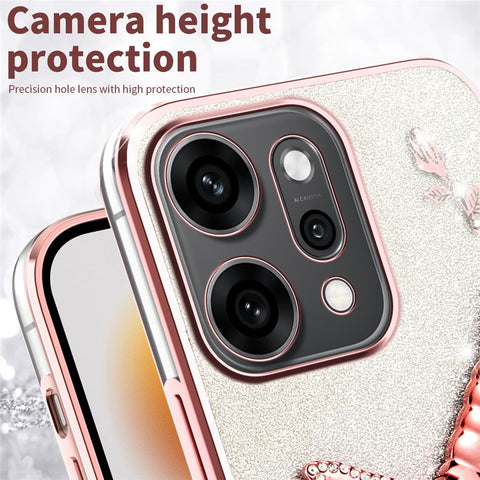 KADEM For Oppo Reno14 Pro 5G (Global) Case Dragonfly Kickstand TPU Flowers Glitter Phone Cover