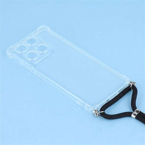For Motorola Edge 60 5G Case Reinforced Corner TPU Clear Phone Cover with Lanyard