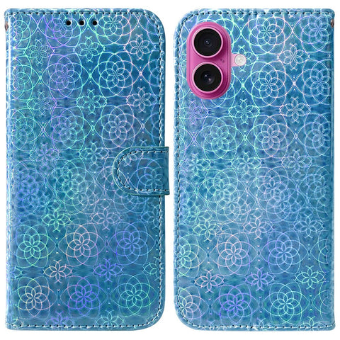 For iPhone 17 Stand Case Dazzling Flower Leather Phone Cover