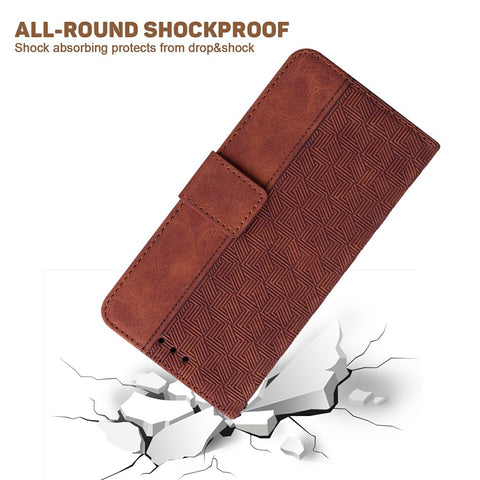 For iPhone 17 Case Geometry Pattern Leather Wallet Phone Cover with Wrist Strap