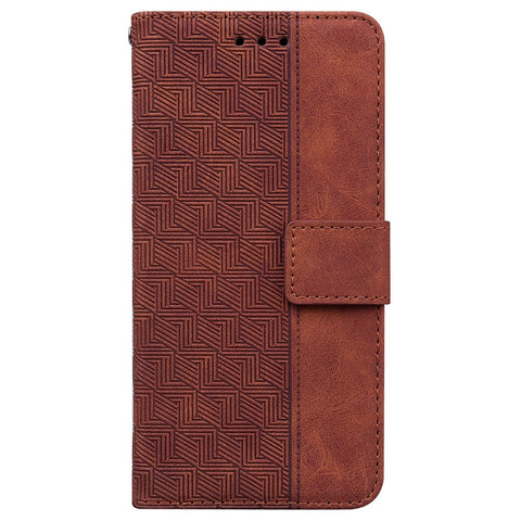 For iPhone 17 Case Geometry Pattern Leather Wallet Phone Cover with Wrist Strap