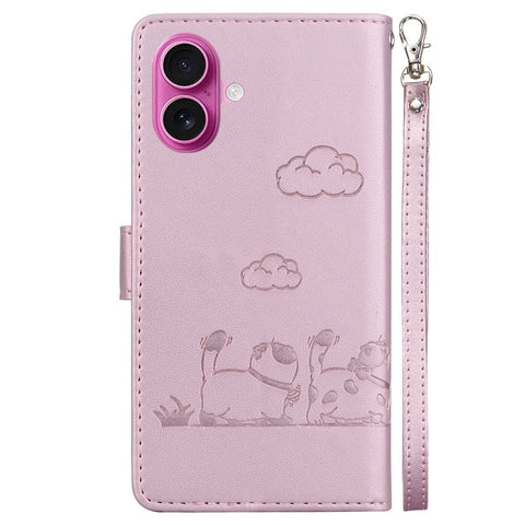 For iPhone 17 Case RFID Blocking Kitten Pattern TPU + PU Leather Phone Cover with Strap