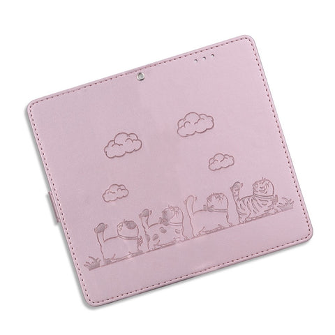 For iPhone 17 Case RFID Blocking Kitten Pattern TPU + PU Leather Phone Cover with Strap
