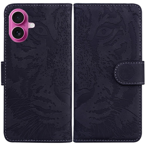 For iPhone 17 Case Tiger Imprint Leather Wallet Phone Cover