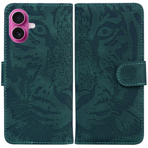 For iPhone 17 Case Tiger Imprint Leather Wallet Phone Cover