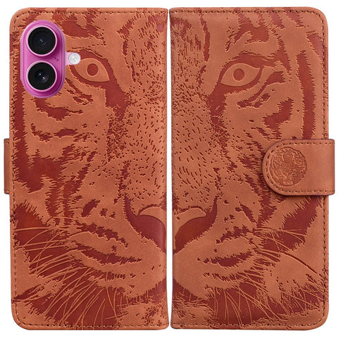 For iPhone 17 Case Tiger Imprint Leather Wallet Phone Cover