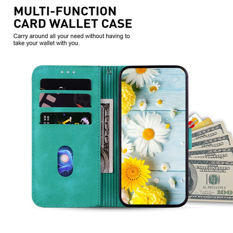 For iPhone 17 Stand Case Lily Flower Imprint Leather Phone Cover with Wrist Strap