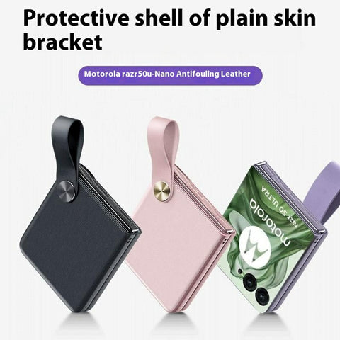 GKK Finger Strap Case for Motorola Razr 70 Ultra / 60 Ultra 5G / Razr Ultra 2026 5G / 2025 5G PU Leather + Hard PC Phone Cover
