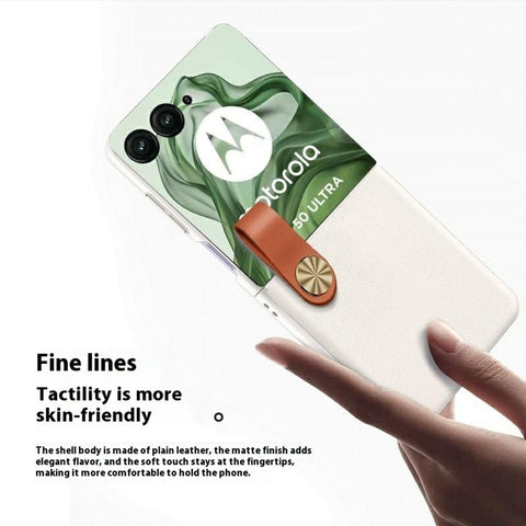 GKK Finger Strap Case for Motorola Razr 70 Ultra / 60 Ultra 5G / Razr Ultra 2026 5G / 2025 5G PU Leather + Hard PC Phone Cover