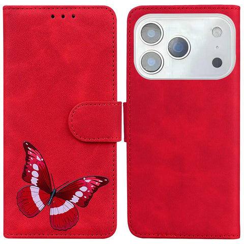 For iPhone 17 Pro Max Stand Case PU Leather Phone Cover Butterfly Printed