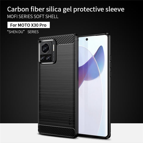 MOFI JK TPU Series-1 for Motorola Moto X30 Pro 5G / Edge 30 Ultra 5G / Edge X Brushed Surface Flexible TPU Case Carbon Fiber Texture Anti-drop Phone Cover