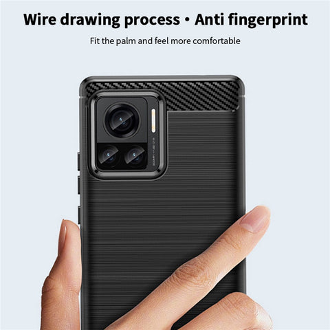 MOFI JK TPU Series-1 for Motorola Moto X30 Pro 5G / Edge 30 Ultra 5G / Edge X Brushed Surface Flexible TPU Case Carbon Fiber Texture Anti-drop Phone Cover