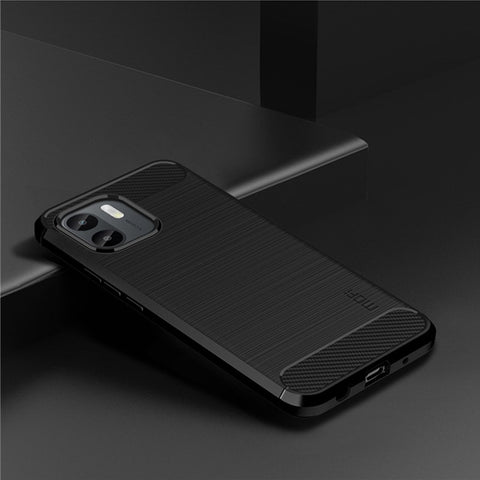 MOFI JK TPU Series-1 for Xiaomi Redmi A1 4G / A2 4G Anti-scratch Brushed Surface Phone Case Carbon Fiber Texture Soft TPU Back Cover