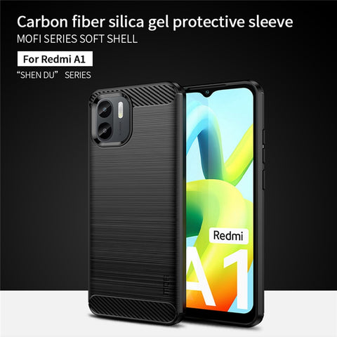 MOFI JK TPU Series-1 for Xiaomi Redmi A1 4G / A2 4G Anti-scratch Brushed Surface Phone Case Carbon Fiber Texture Soft TPU Back Cover