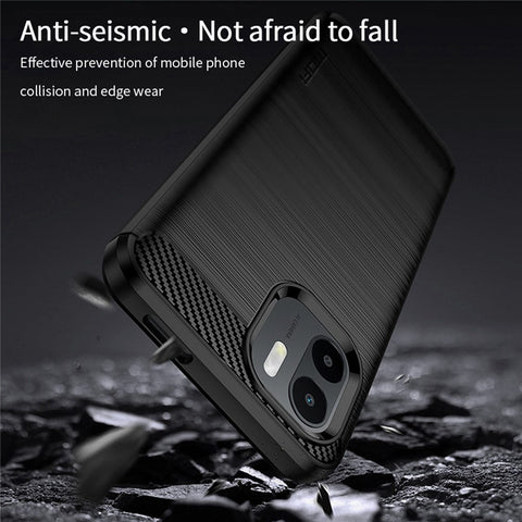 MOFI JK TPU Series-1 for Xiaomi Redmi A1 4G / A2 4G Anti-scratch Brushed Surface Phone Case Carbon Fiber Texture Soft TPU Back Cover