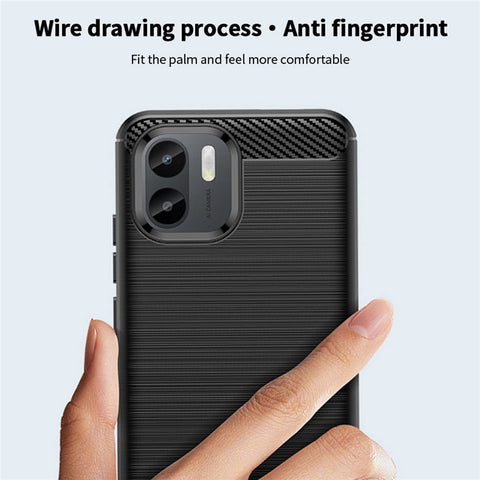 MOFI JK TPU Series-1 for Xiaomi Redmi A1 4G / A2 4G Anti-scratch Brushed Surface Phone Case Carbon Fiber Texture Soft TPU Back Cover