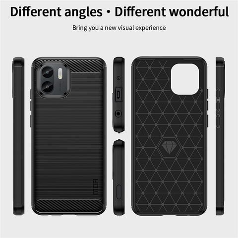 MOFI JK TPU Series-1 for Xiaomi Redmi A1 4G / A2 4G Anti-scratch Brushed Surface Phone Case Carbon Fiber Texture Soft TPU Back Cover
