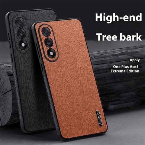 For OnePlus Nord 5 5G / Ace 5 Ultra 5G Case Wood Texture PU Leather Coated PC TPU Phone Cover