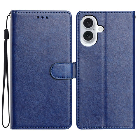 For iPhone 17 Leather Case Wallet Stand Phone Cover with Handy Strap