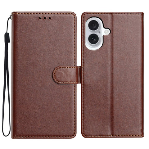 For iPhone 17 Leather Case Wallet Stand Phone Cover with Handy Strap