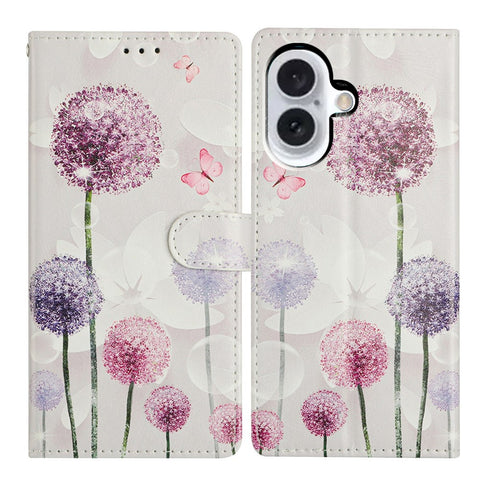 For iPhone 17 Case Pattern Printing Wallet Stand Flip Leather Phone Cover with Strap