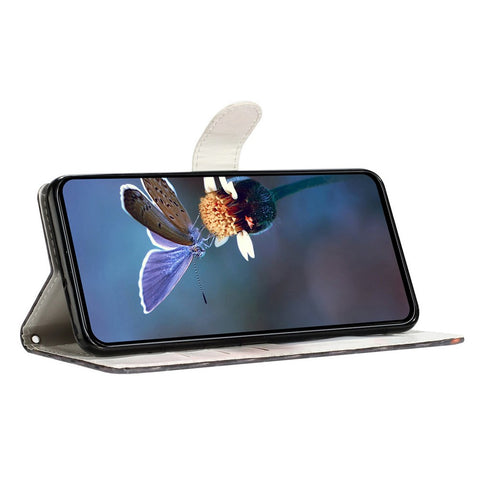 For iPhone 17 Case Pattern Printing Wallet Stand Flip Leather Phone Cover with Strap