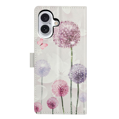 For iPhone 17 Case Pattern Printing Wallet Stand Flip Leather Phone Cover with Strap