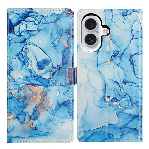 For iPhone 17 Case Pattern Printing Wallet Stand Flip Leather Phone Cover with Strap