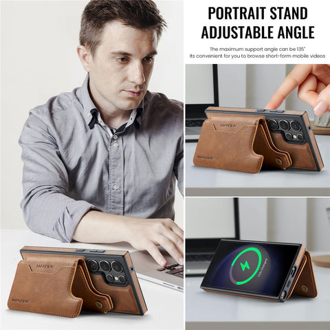 MAGKING K3 Series For Samsung Galaxy S23 Ultra Magnetic Case Wallet PC + TPU + PU Phone Cover